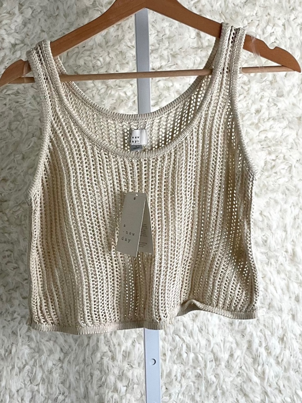 A NEW DAY WOMEN'S KNITTED CREAM/IVORY CROP TANK TOP~SIZE SMALL~NWT!